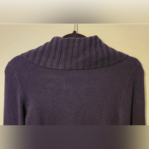 LRL Ralph Lauren Navy 100% Cotton Gold Buckle Wide Collar Pullover Sweater Sz XS - Picture 5 of 12